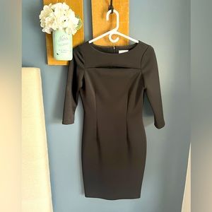 Calvin Klein, Size 4, black 3/4 sleeve fitted dress